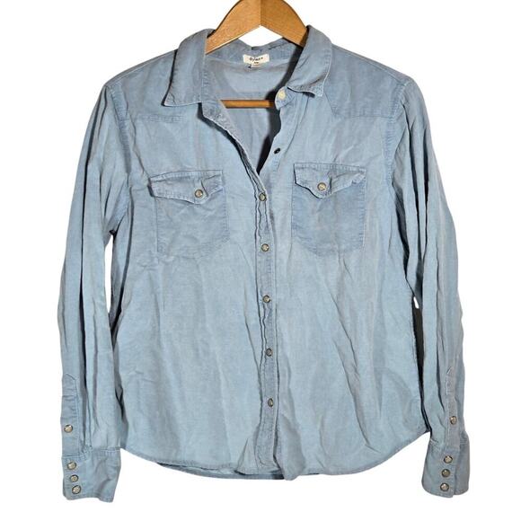 Sundance Dylan Micro Corduroy Snap Shacket Sleeve Button Down Western Ranch L - Picture 1 of 12